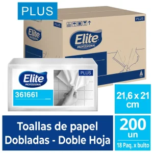 Papel Toalla Interfoliado ELITE Plus Blanco 2H 200 und x 18 pqts