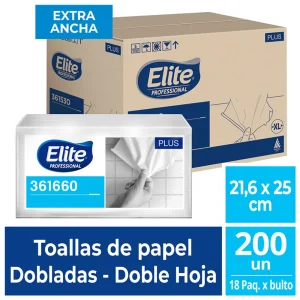 Papel Toalla Interfoliado ELITE Plus XL Blanco 2H 200 und x 18 pqts