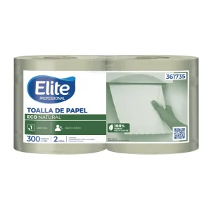Papel Toalla Jumbo ELITE Eco Natural 300 mts x 2 und