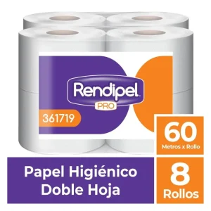 Papel Higiénico RENDIPEL Blanco 2H 60 mts 8 und x 4 pqts