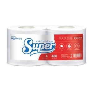 Papel Higiénico Jumbo SUPER Clasico Blanco 400 mts x 4 und SAP 23591