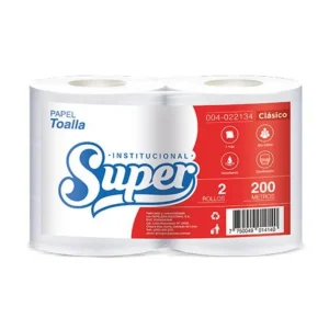 Papel Toalla Jumbo SUPER Clásico Blanco 200 mts x 2 und SAP 22134