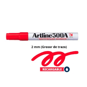 Plumón de Pizarra Acrílica ARTLINE 500A Rojo 2 mm 12 und