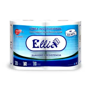 Papel Higienico Jumbo ELLIA Blanco 500 mts x 6 und