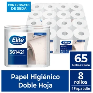 Papel Higiénico ELITE Excellence 2H 65 mts 8 und x 4 pqts