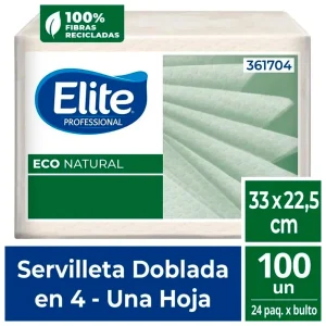 Servilleta ELITE Eco Natural 33cm x 22.5cm 100 und x 24 pqts