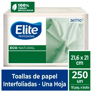 Papel Toalla Interfoliado ELITE Eco Natural 250 und x 18 pqts