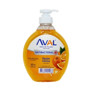 Jabón Líquido AVAL Antibacterial Pasión Cítrica 400 ml