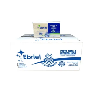 Papel Toalla Interfoliado EBRIEL Blanco 200 und x 20 pqts