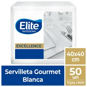 Servilleta ELITE Excellence Blanco 40cm x 40cm 50 und x 12 pqts