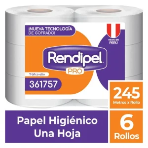 Papel Higiénico Jumbo RENDIPEL Blanco 245 mts x 6 und
