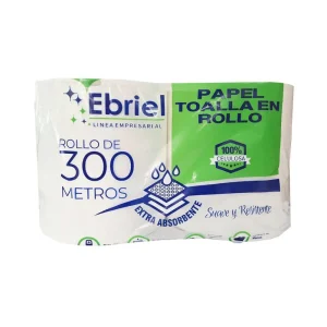 Papel Tolla Jumbo EBRIEL Blanco 300 mts x 2 und