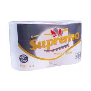 Papel Higienico Jumbo SUPREMO Blanco 500 mts x 6 und