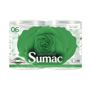 Papel Higienico Jumbo SUMAC Greenrose Blanco 370 mts x 6 und