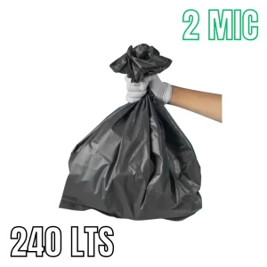 Bolsa Para Basura Con Fuelle Negro 240 lts 2 mic 100 und