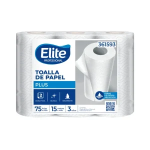 Papel Toalla ELITE Plus Blanco 2H 15 mts 3 und