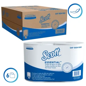 Papel Toalla Jumbo SCOTT Essential Blanco Flujo Central 200 mts x 6 und