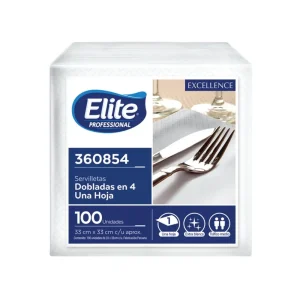 Servilleta ELITE Excellence Blanco 33cm x 33cm 100 und