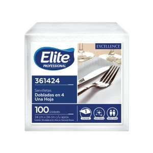 Servilleta ELITE Excellence Blanco 24cm x 24cm 100 und
