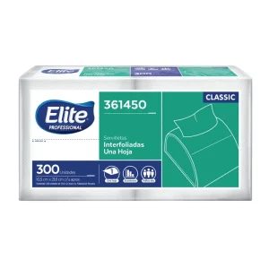 Servilleta Interfoliada ELITE Classic Blanco 10.5cm x 21.5cm 300 und x 8 pqts