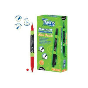 Marcador Permanente TWINS Doble Punta Rojo 12 und