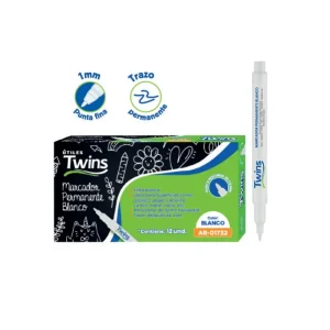 Marcador Permanente TWINS Tinta Blanca 1.0 mm 12 und
