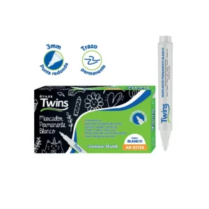 Marcador Permanente TWINS Tinta Blanca 3.0 mm 12 und