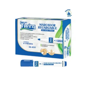 Marcador Para Pizarra TWINS Recargable 123 Azul 12 und
