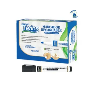 Marcador Para Pizarra TWINS Recargable 123 Negro 12 und