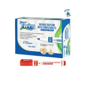 Marcador Para Pizarra TWINS Recargable 123 Rojo 12 und