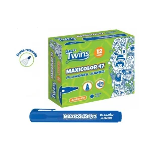 Plumones TWINS Jumbo Maxicolor 47 Azul x 12
