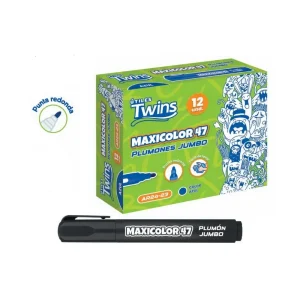 Plumones TWINS Jumbo Maxicolor 47 Negro x 12