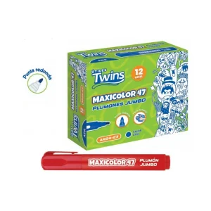 Plumones TWINS Jumbo Maxicolor 47 Rojo x 12
