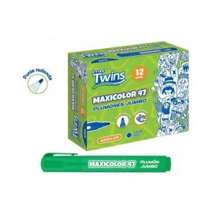 Plumones TWINS Jumbo Maxicolor 47 Verde x 12