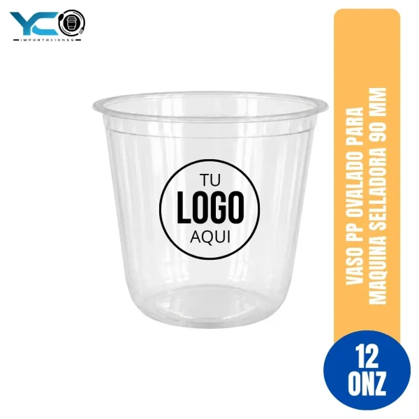 Vaso PP Ovalado Para Maquina Selladora 12 Onz