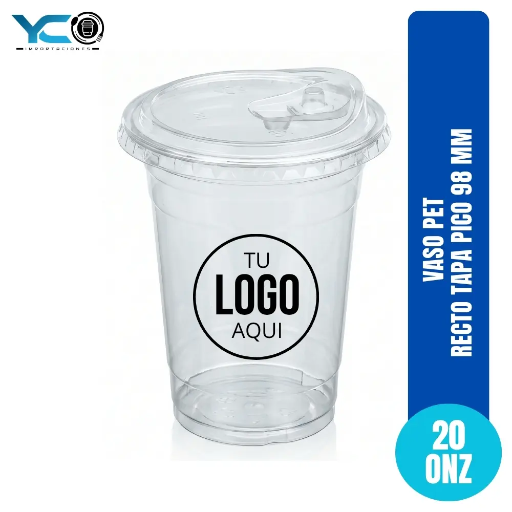 Vaso Pet Recto Tapa Pico 98 mm 20 Onz Vaso Pet Recto Tapa Pico 20 Onz
