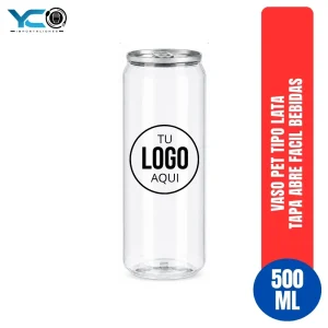Vaso Pet Tipo Lata Tapa Abre Facil Bebidas 500 ml
