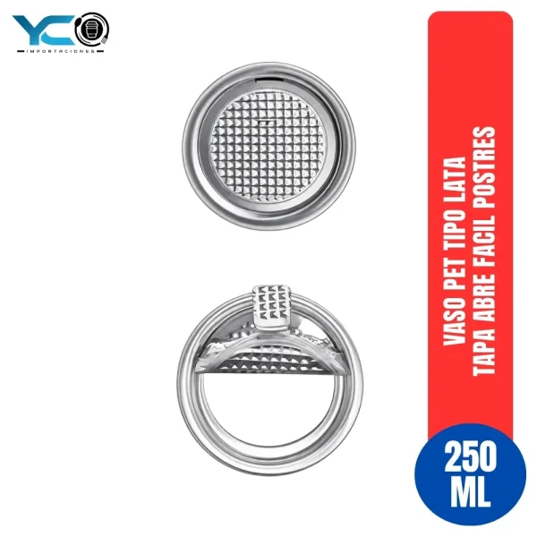 Vaso Pet Tipo Lata Tapa Abre Facil Postres 250 ml