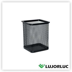 Porta Lápiz Cuadrado De Malla Metálico Negro